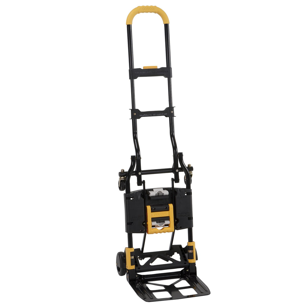 Folding 2 in 1 Hand Truck Multi-Position with Extendable Handle - Black/Black/Yellow