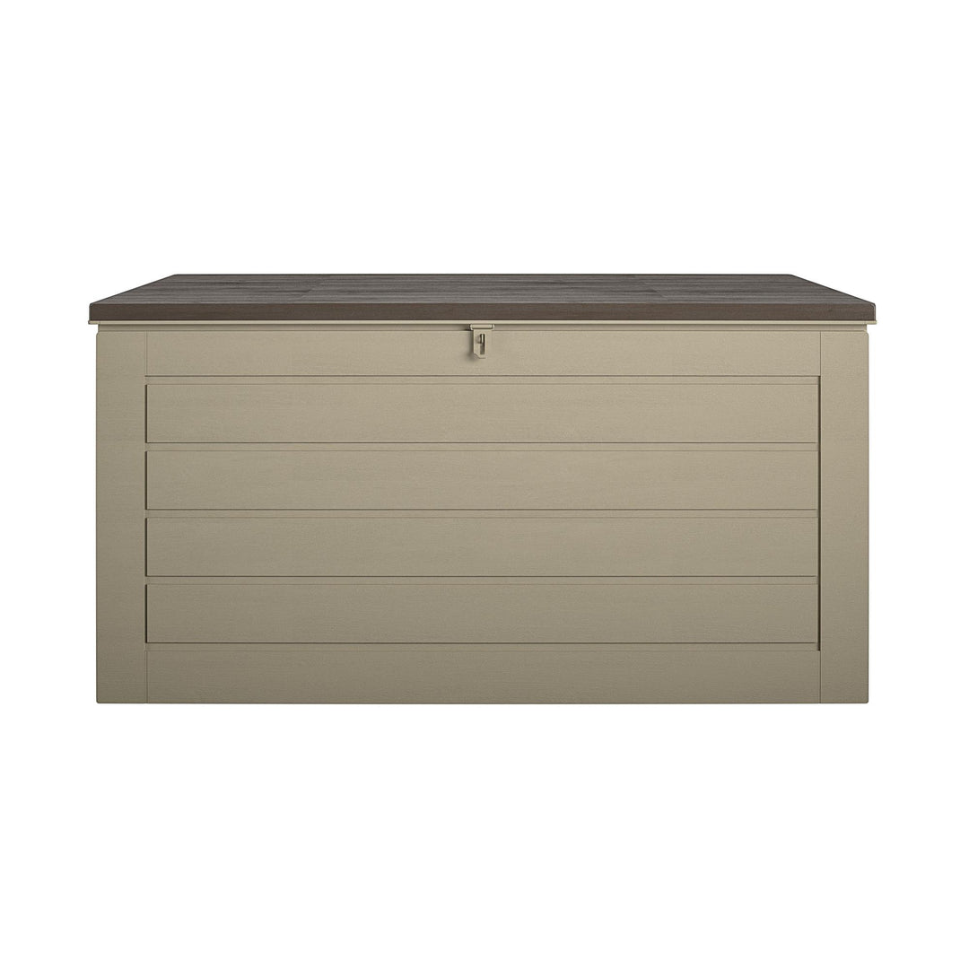 Outdoor Weather-Resistant Patio Deck Storage Box with Locking Hinge Design - Tan