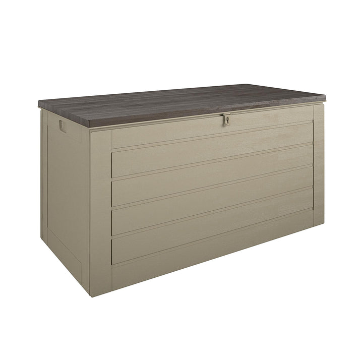 Outdoor Weather-Resistant Patio Deck Storage Box with Locking Hinge Design - Tan