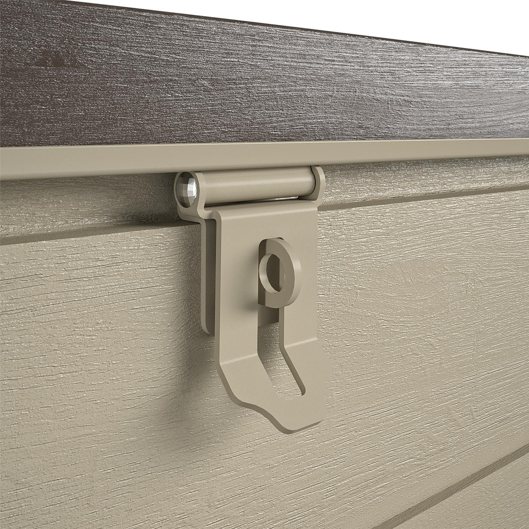 Outdoor Weather-Resistant Patio Deck Storage Box with Locking Hinge Design - Tan