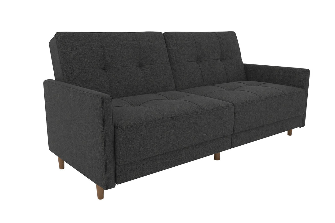 Andora Tufted Upholstered Coil Futon with Wooden Legs - Dark Gray