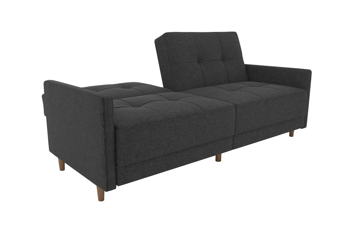 Andora Tufted Upholstered Coil Futon with Wooden Legs - Dark Gray