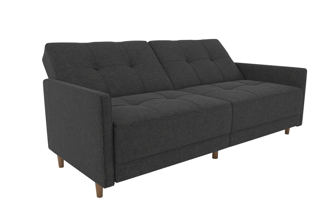 Andora Tufted Upholstered Coil Futon with Wooden Legs - Dark Gray