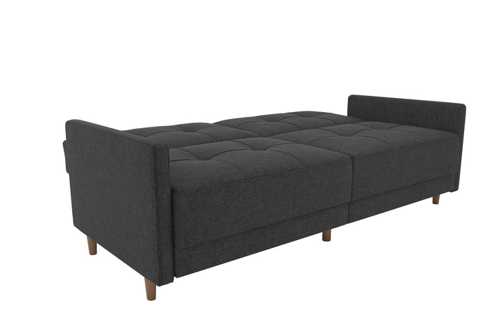 Andora Tufted Upholstered Coil Futon with Wooden Legs - Dark Gray