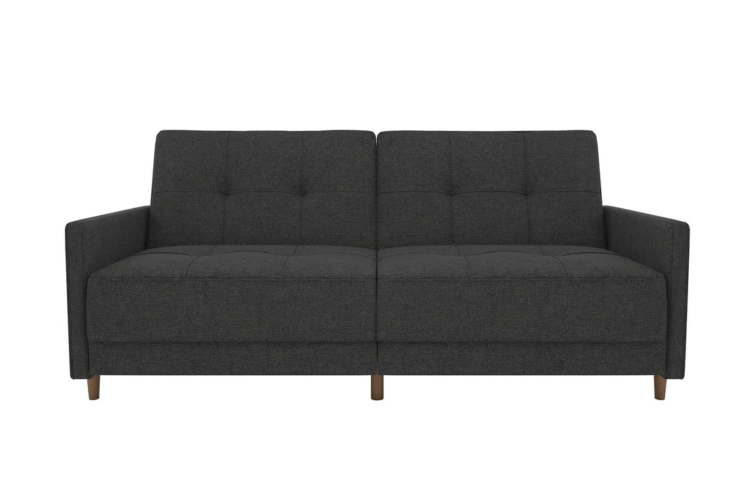 Andora Tufted Upholstered Coil Futon with Wooden Legs - Dark Gray