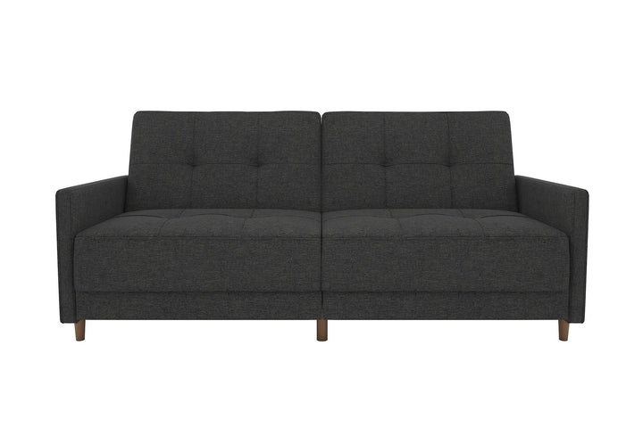 Andora Tufted Upholstered Coil Futon with Wooden Legs - Dark Gray