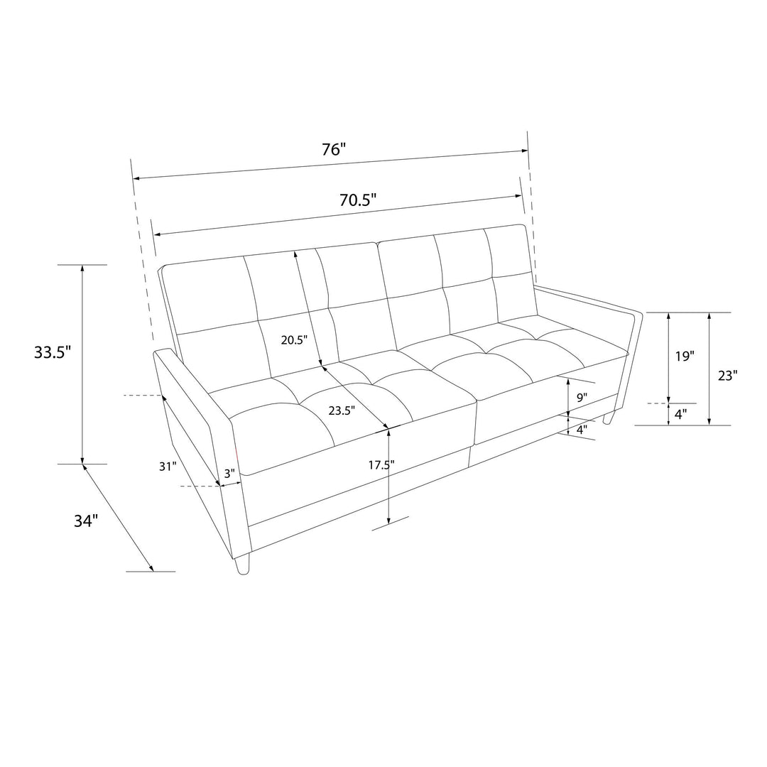 Andora Tufted Upholstered Coil Futon with Wooden Legs - Dark Gray