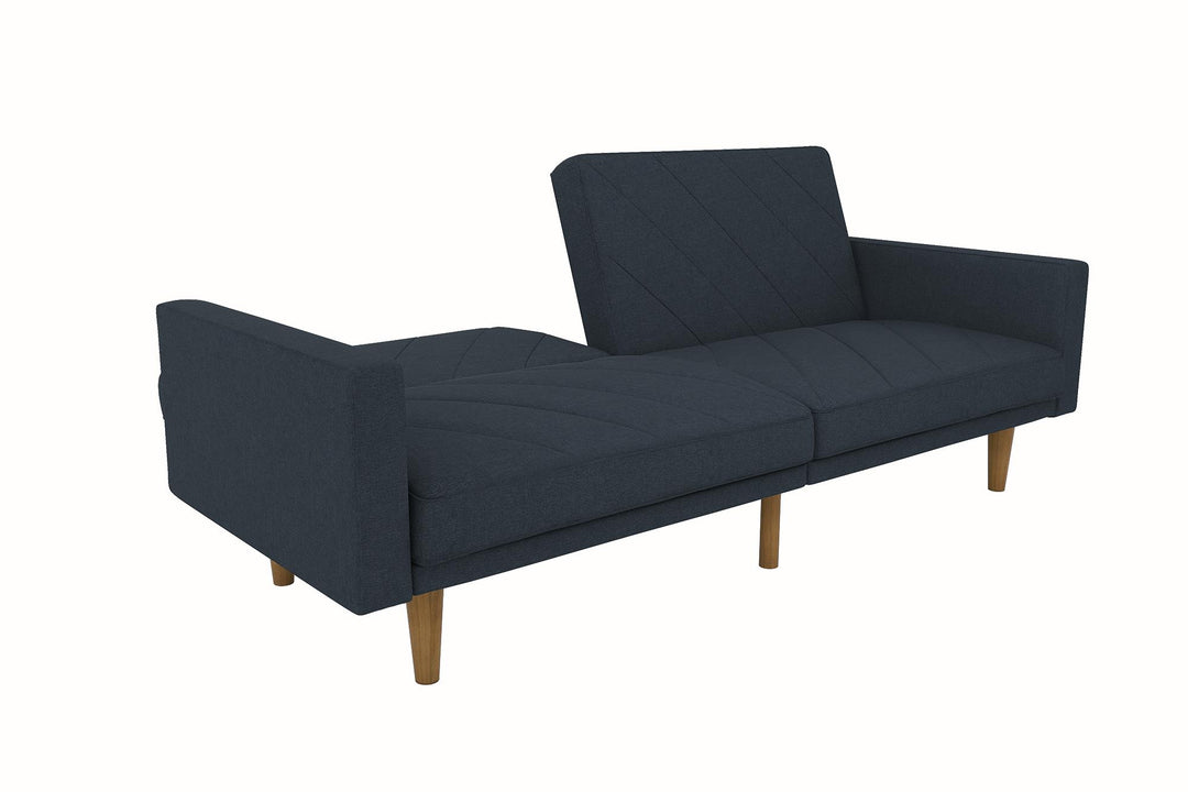 Paxson Futon with Solid Wood Legs and Diagonal Design - Navy