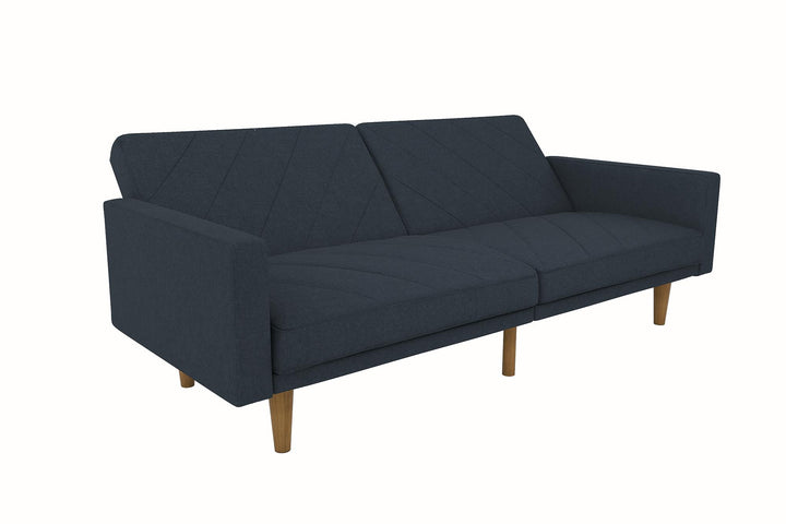 Paxson Futon with Solid Wood Legs and Diagonal Design - Navy