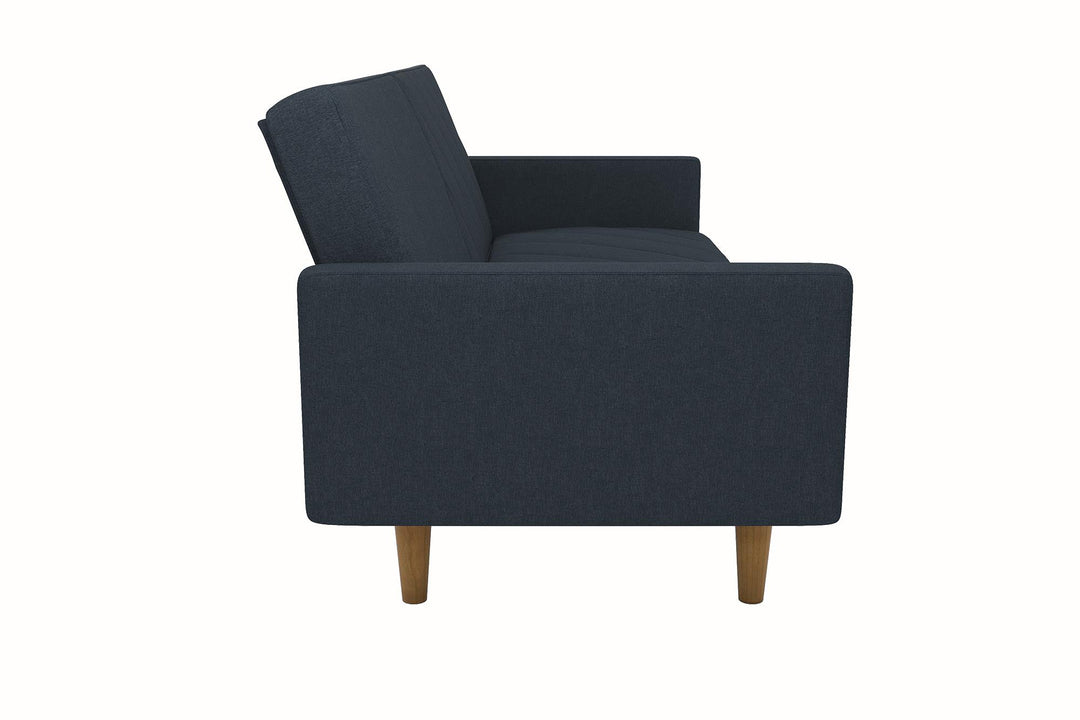 Paxson Futon with Solid Wood Legs and Diagonal Design - Navy