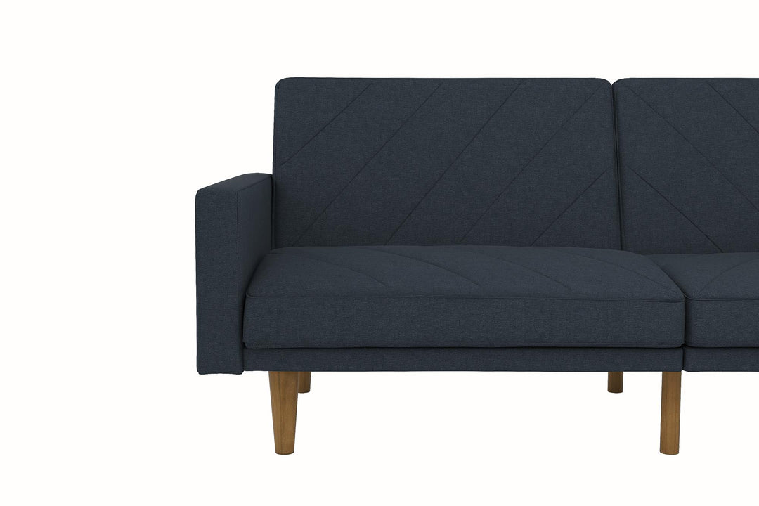 Paxson Futon with Solid Wood Legs and Diagonal Design - Navy