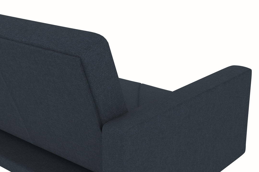 Paxson Futon with Solid Wood Legs and Diagonal Design - Navy