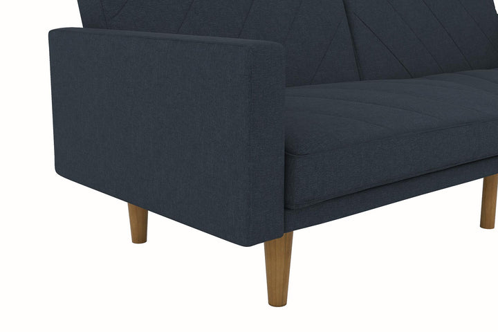 Paxson Futon with Solid Wood Legs and Diagonal Design - Navy