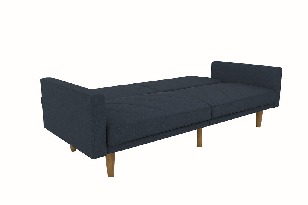 Paxson Futon with Solid Wood Legs and Diagonal Design - Navy