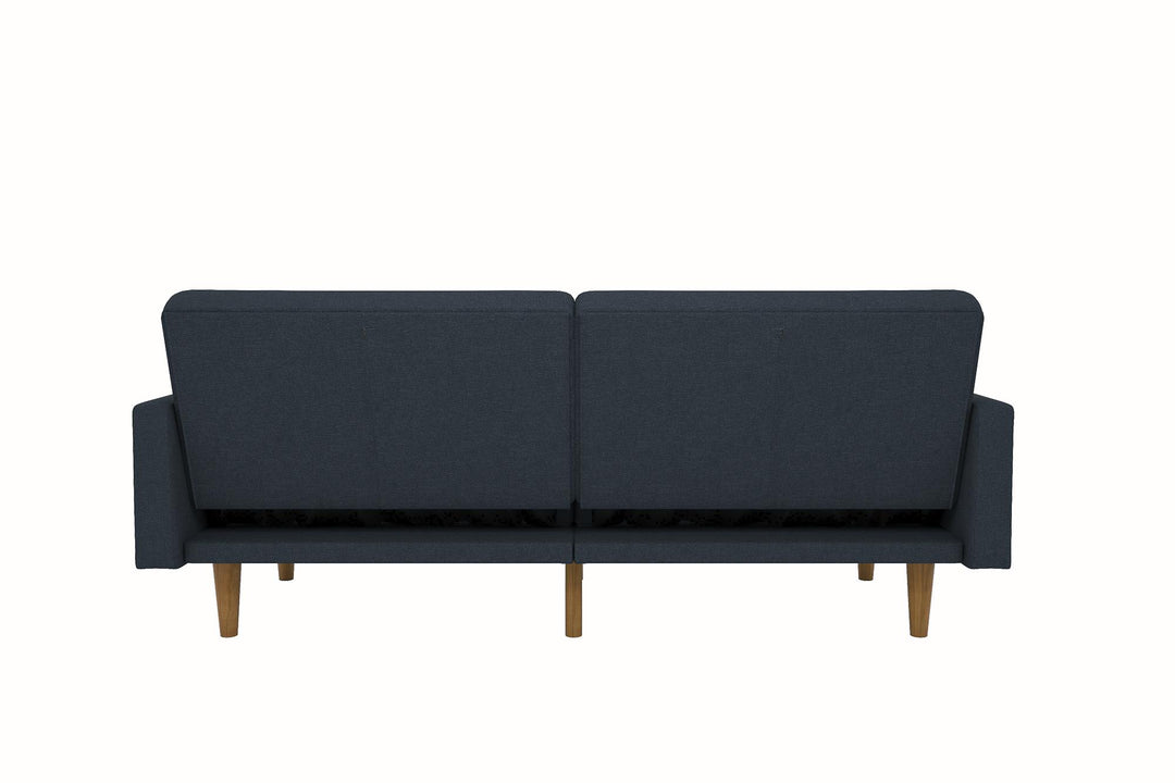 Paxson Futon with Solid Wood Legs and Diagonal Design - Navy