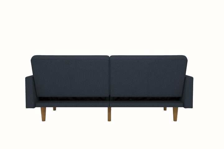 Paxson Futon with Solid Wood Legs and Diagonal Design - Navy