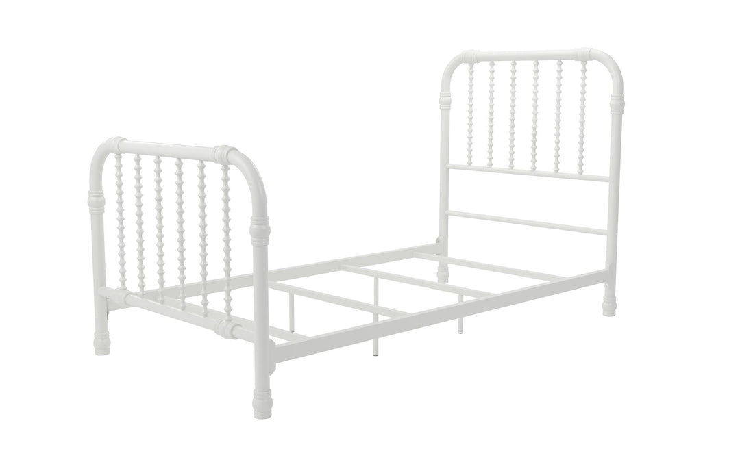 Monarch Hill Wren Metal Bed with Curved Scrollwork Design - White - Twin