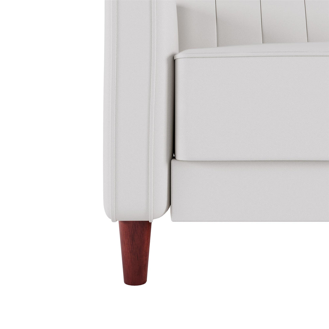 Pin Tufted Transitional Futon with Vertical Stitching and Button Tufting - White