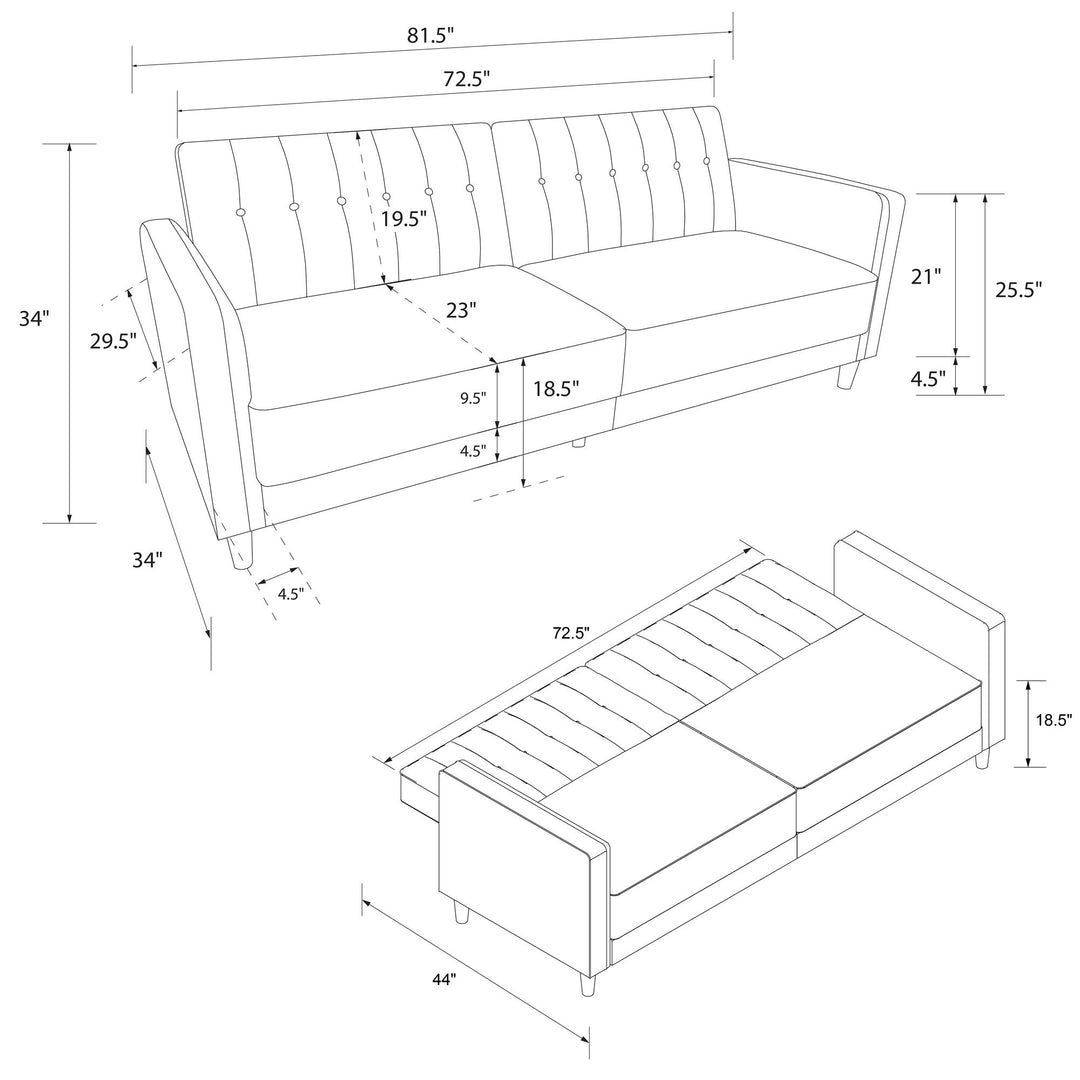 Pin Tufted Transitional Futon with Vertical Stitching and Button Tufting - White