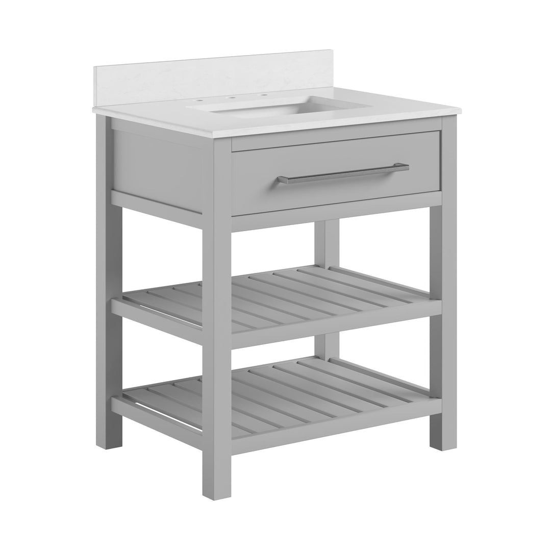 Camden Bathroom Vanity with Ceramic Sink and Metal Towel Rack - Gray - 30"