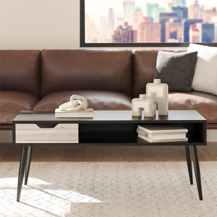 Grafton Coffee Table with Open Cubby - Black Oak