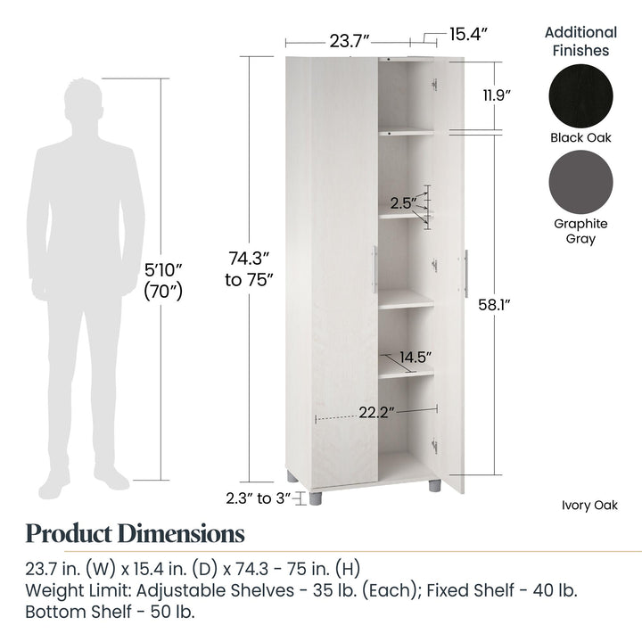 Camberly 24 Inch Utility Storage Cabinet - Ivory Oak