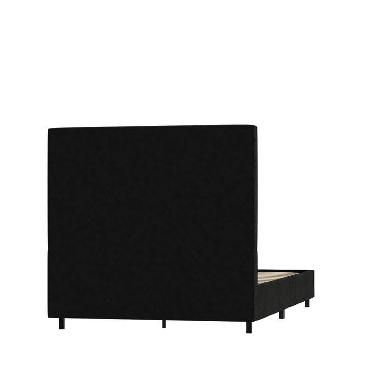 Maverick Velvet Upholstered Platform Bed with Tufted Headboard - Black - Twin