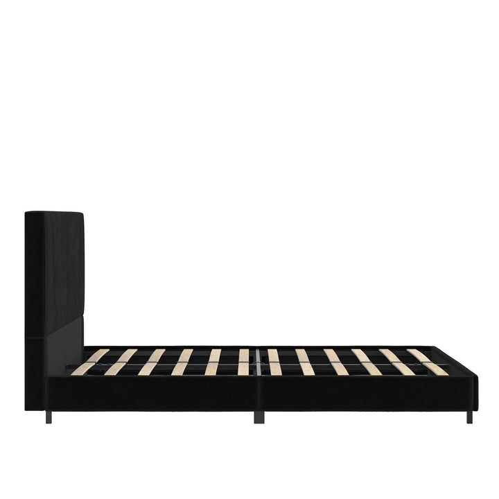 Maverick Velvet Upholstered Platform Bed with Tufted Headboard - Black - Full