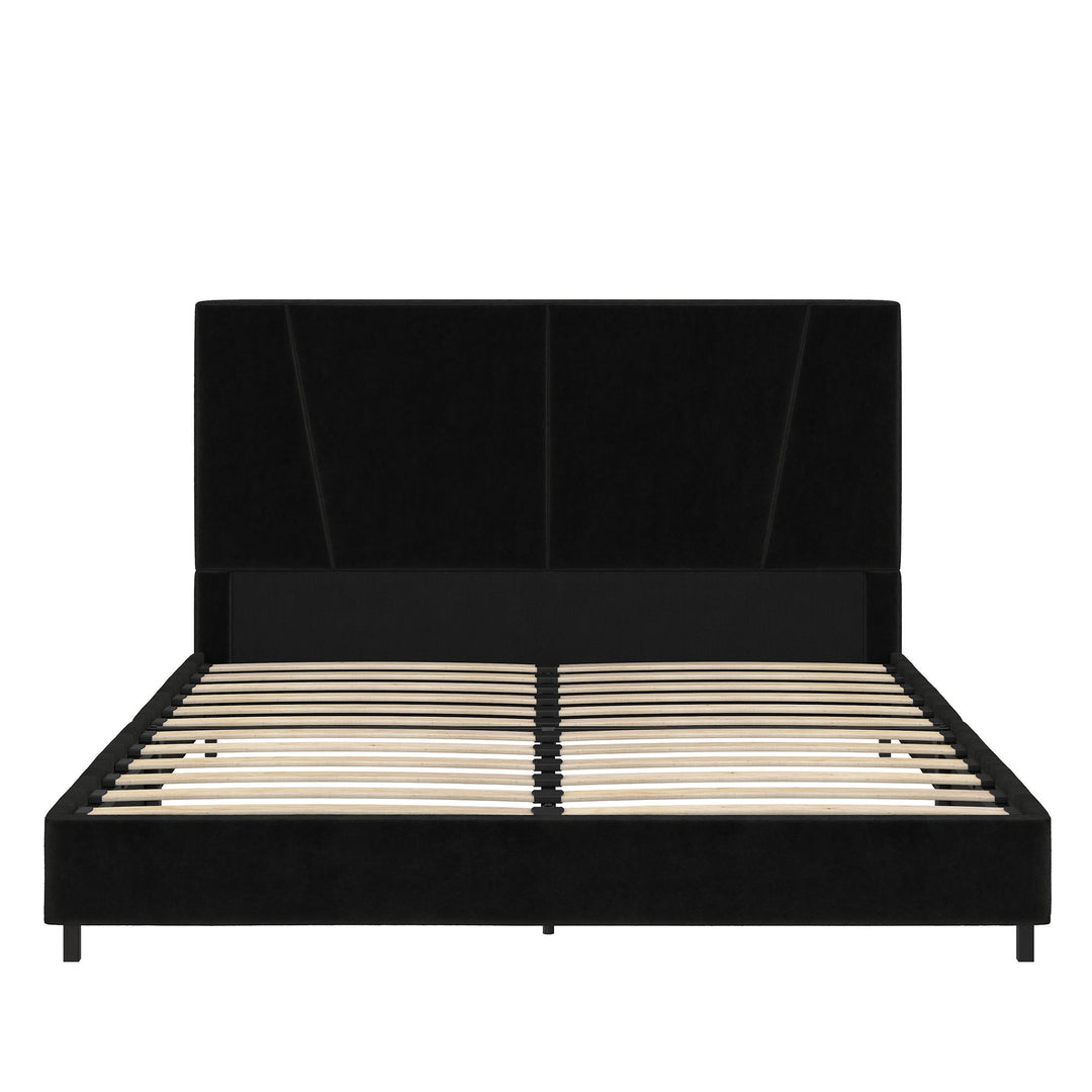 Maverick Velvet Upholstered Platform Bed with Tufted Headboard - Black - Full