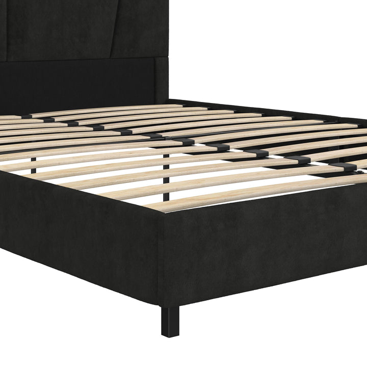 Maverick Velvet Upholstered Platform Bed with Tufted Headboard - Black - Full