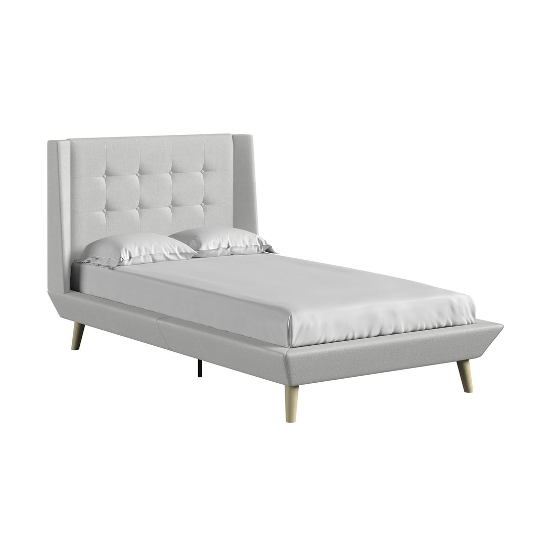 Farnsworth Upholstered Bed with Low Profile Platform Frame - Light Gray - Twin