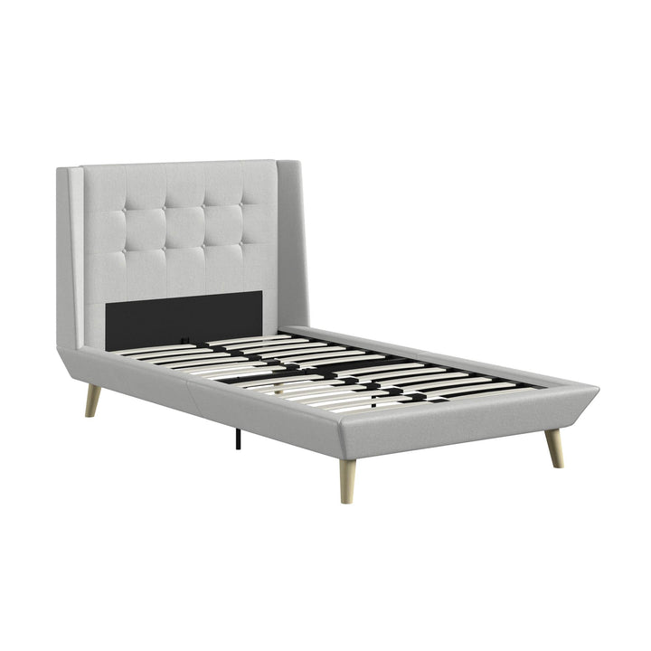 Farnsworth Upholstered Bed with Low Profile Platform Frame - Light Gray - Twin