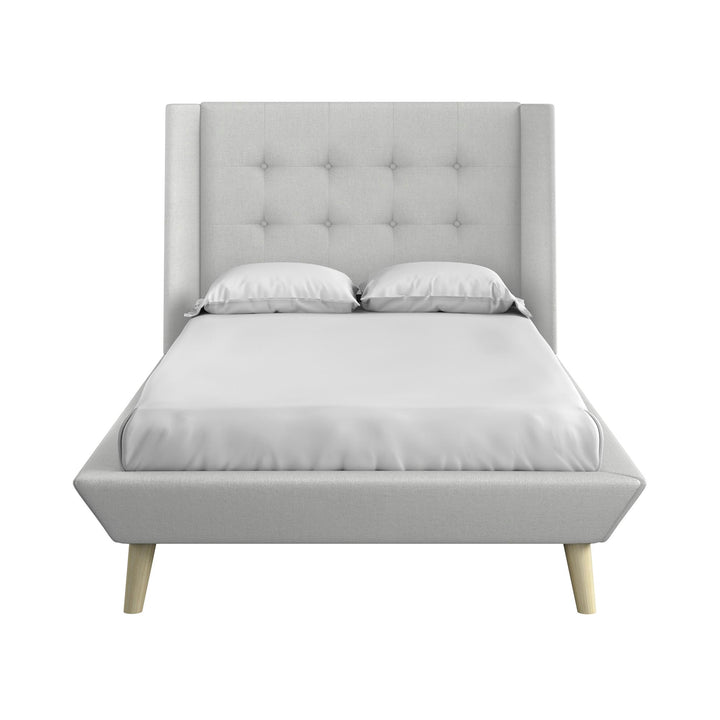 Farnsworth Upholstered Bed with Low Profile Platform Frame - Light Gray - Twin