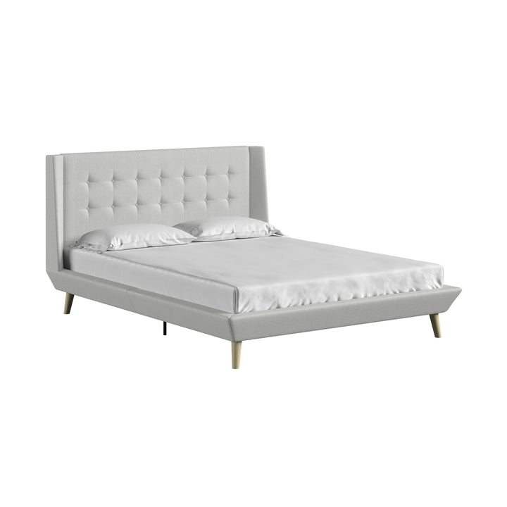 Farnsworth Upholstered Bed with Low Profile Platform Frame - Light Gray - Queen