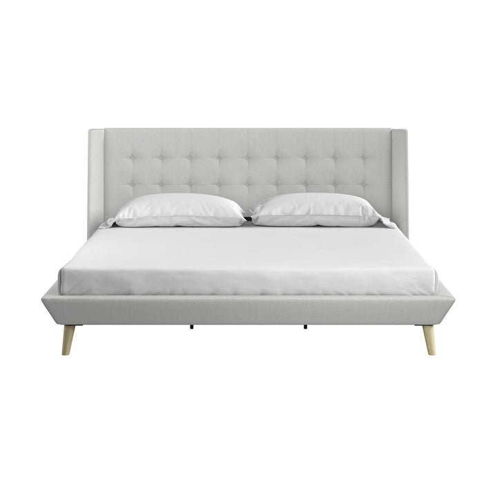 Farnsworth Upholstered Bed with Low Profile Platform Frame - Light Gray - King