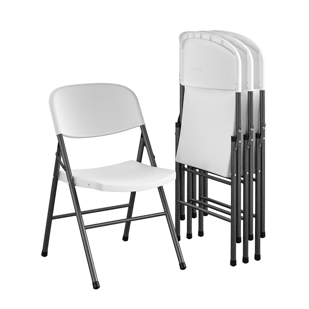 Commercial Plastic Indoor/Outdoor Folding Chairs, Pack of 4 - White Speckley Pewter - 4-Pack