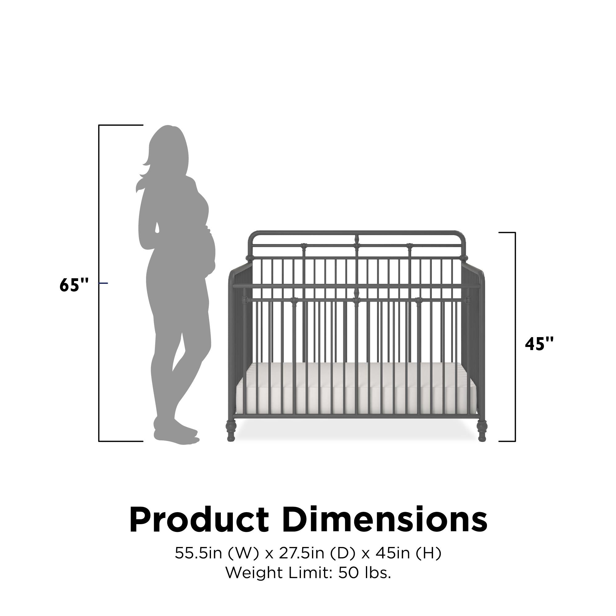 Monarch Hill Hawken 3 in 1 Convertible Metal Crib Adjusts to 3 Heights RealRooms