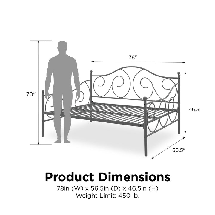 Victoria Metal Daybed with 15 Inch Clearance for Storage - Pewter - Full