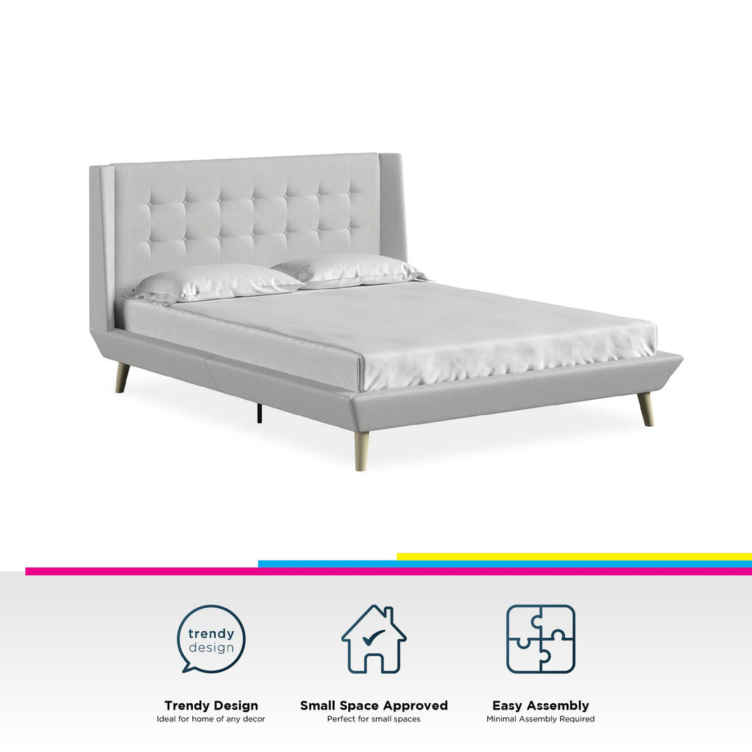 Farnsworth Upholstered Bed with Low Profile Platform Frame - Light Gray - Full