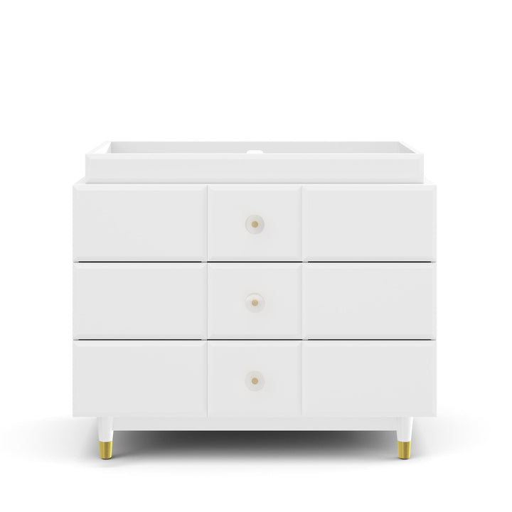 Aviary 3-Drawer Dresser with Gold Hardware - White