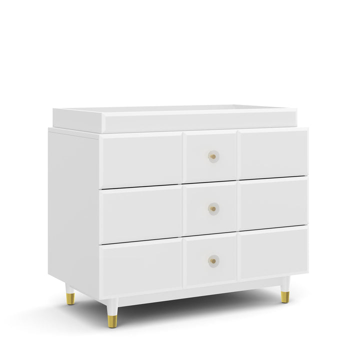 Aviary 3-Drawer Dresser with Gold Hardware - White