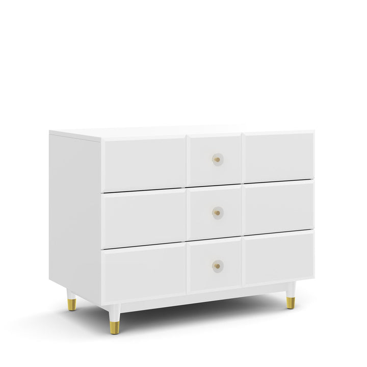 Aviary 3-Drawer Dresser with Gold Hardware - White