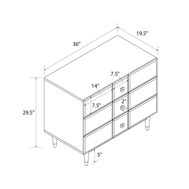 Aviary 3-Drawer Dresser with Gold Hardware - White