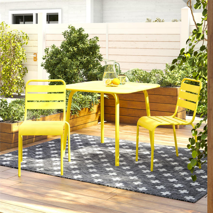 June Outdoor/Indoor Square Dining Table - Yellow