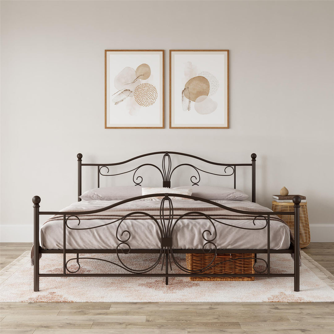 Ballard Victorian Metal Bed with Secured Metal Slats - Bronze - King