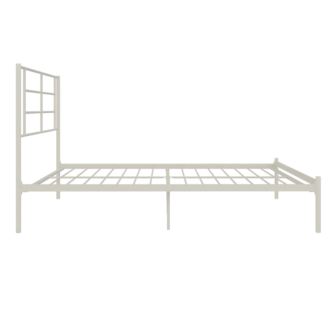 Praxis Metal Bed with a Geometric Headboard - White - Full