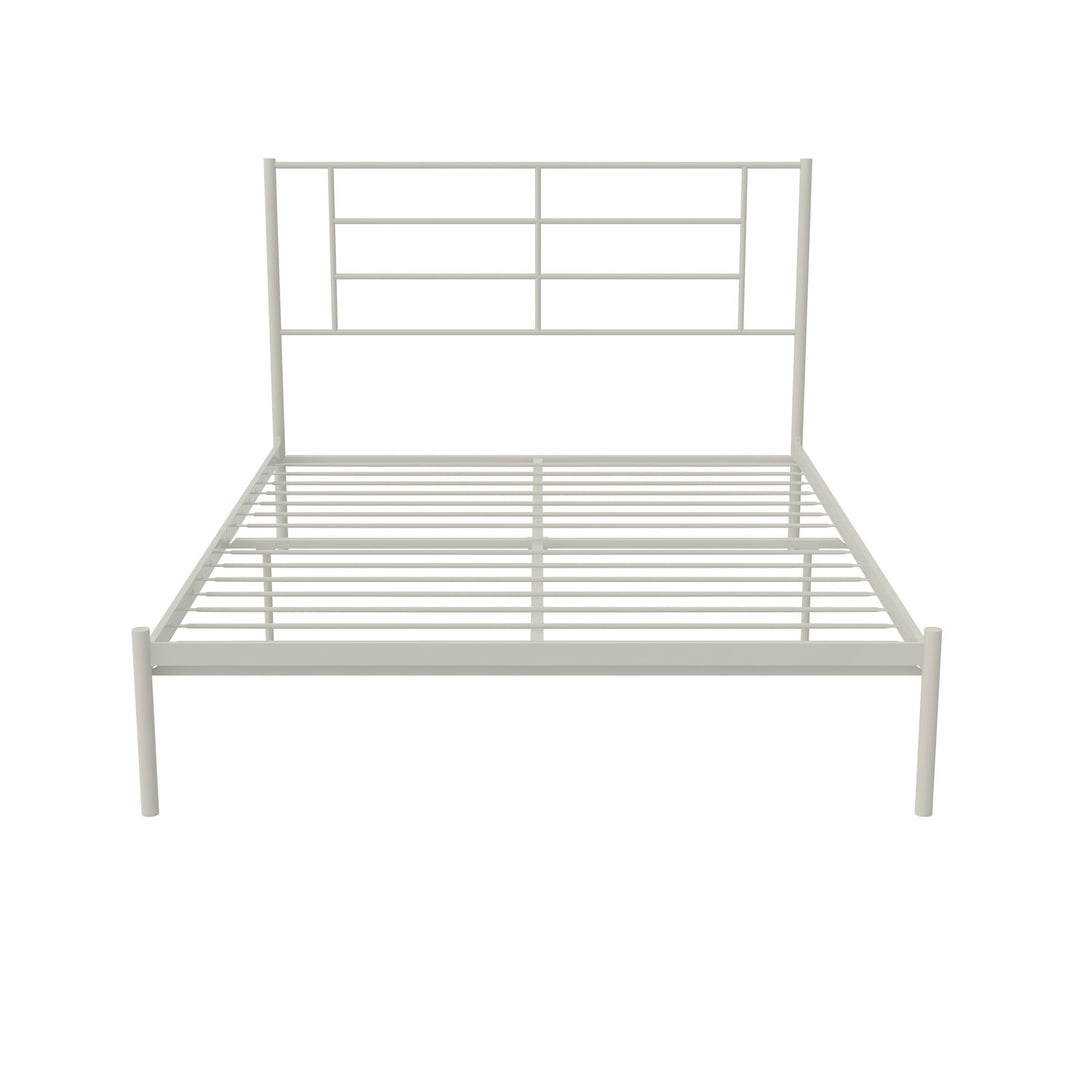 Praxis Metal Bed with a Geometric Headboard - White - Full