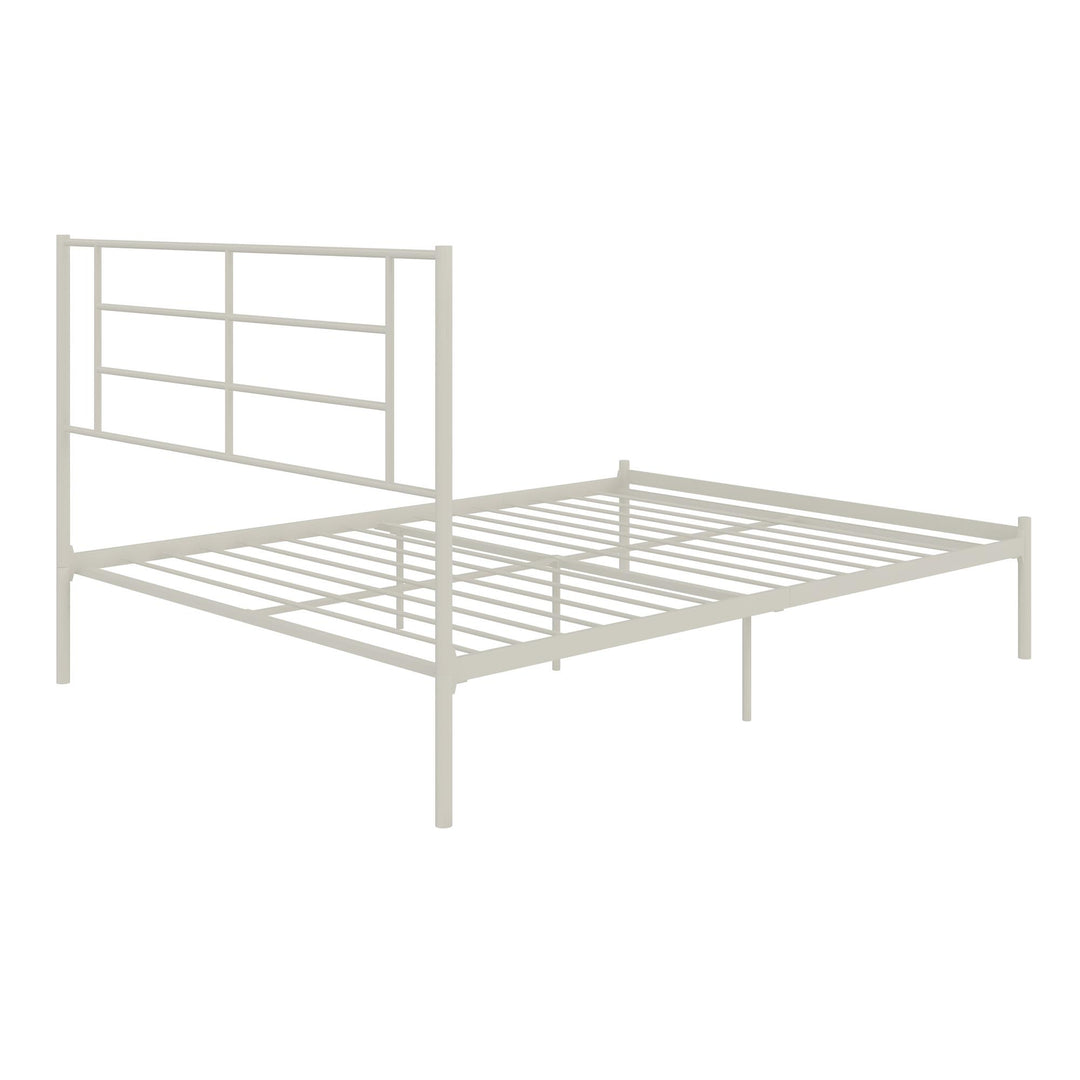 Praxis Metal Bed with a Geometric Headboard - White - Full