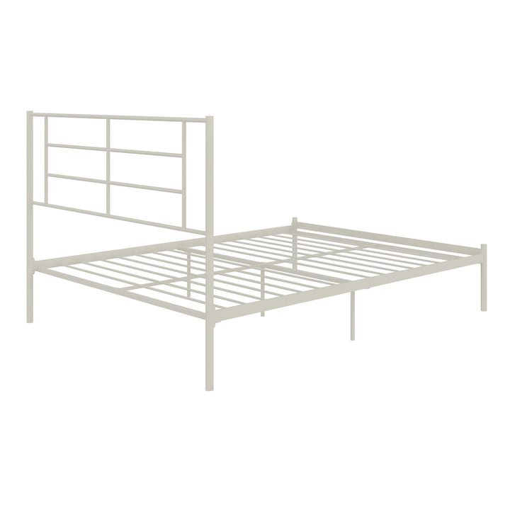 Praxis Metal Bed with a Geometric Headboard - White - Full