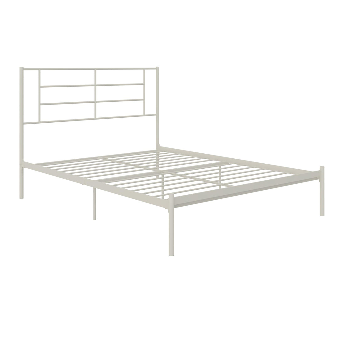 Praxis Metal Bed with a Geometric Headboard - White - Full